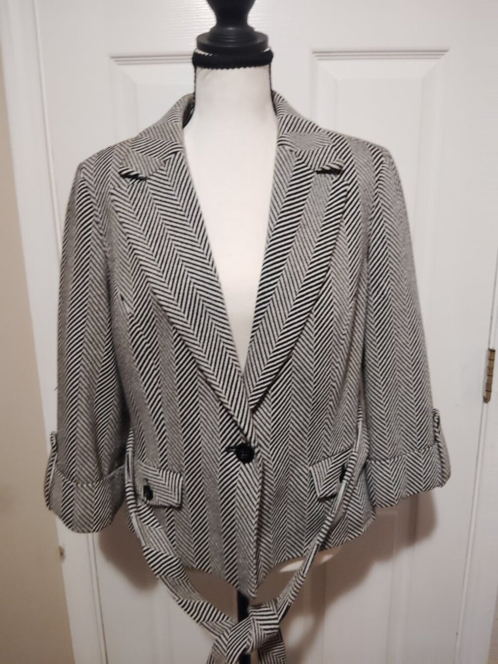 Ann taylor LOFT petites Women's Herringbone Blazer Size 12P career office - Picture 1 of 5